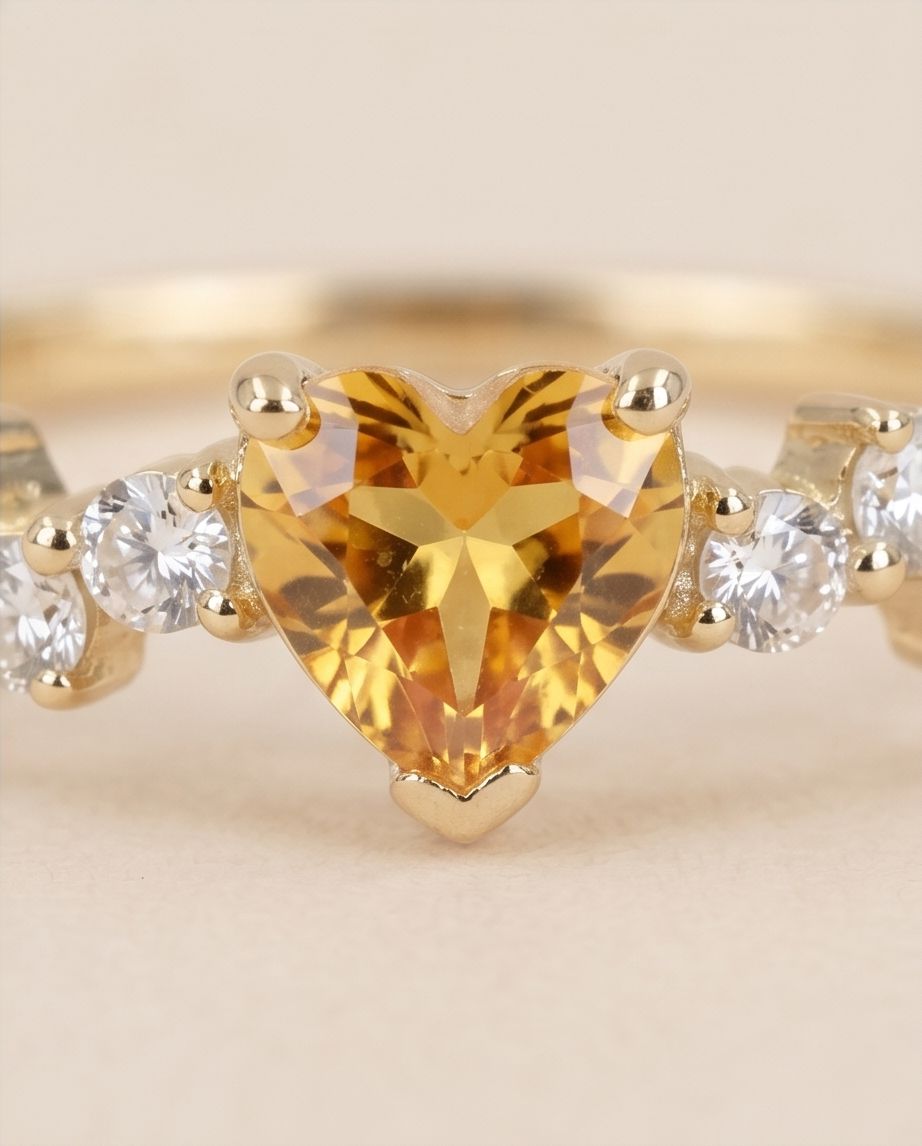 Amber Heart Ring