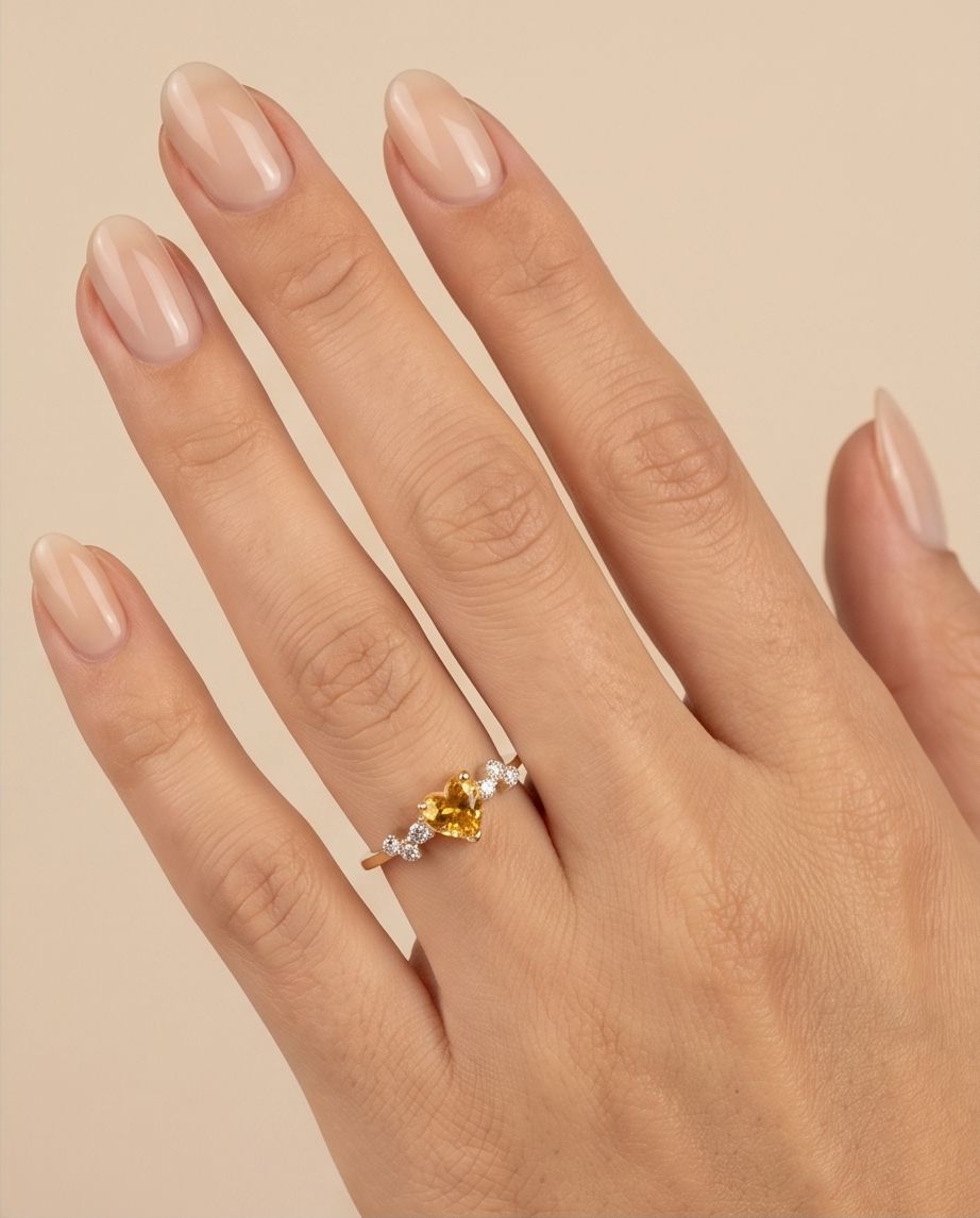Amber Heart Ring