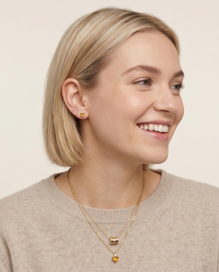 Amber Heart Earring