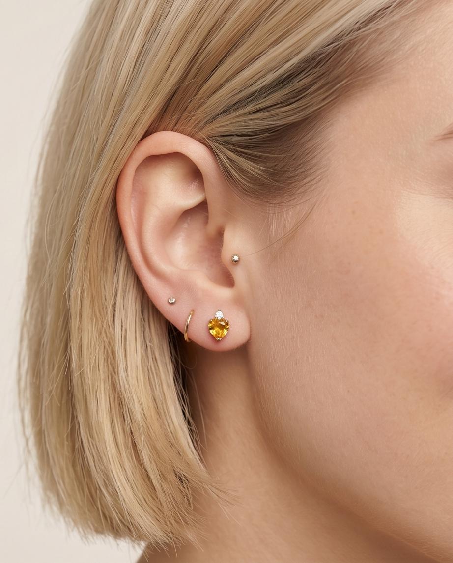 Amber Heart Earring