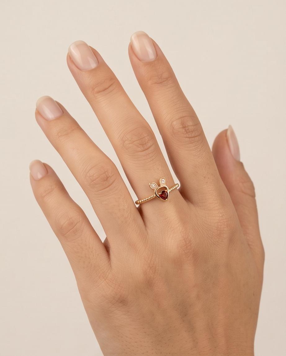 Crimson Bunny Ring