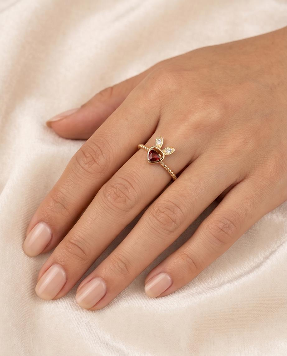 Crimson Bunny Ring